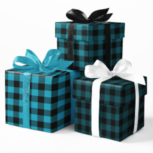Feuille De Papier Cadeau Buffalo Ombre Bleu turquoise Plaid Petit
