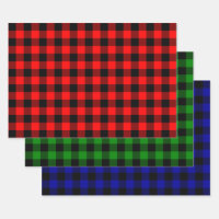 Buffalo plaqué noir et rouge, vert et bleu
