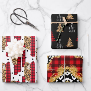 Feuille De Papier Cadeau Buffle rouge sauvage Plaid Empreinte de léopard No