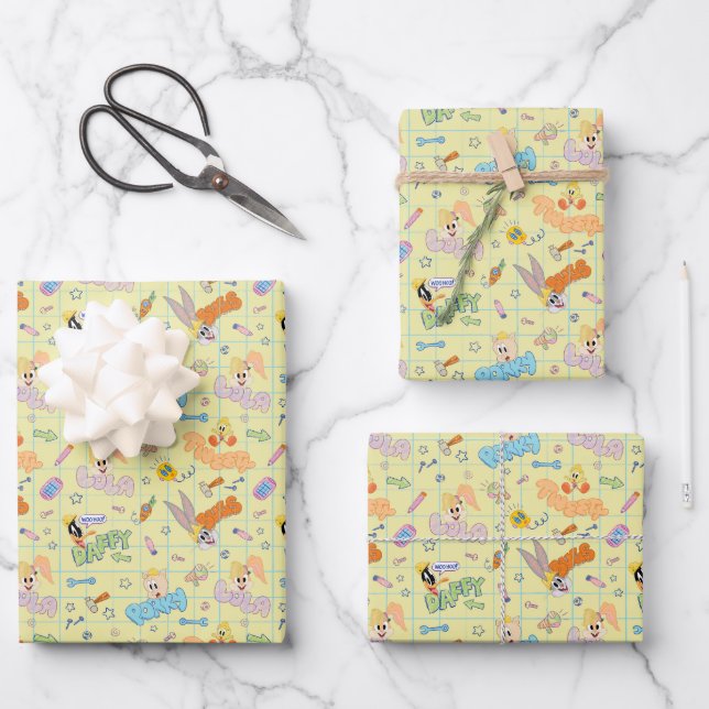 Feuille De Papier Cadeau BUGS BUNNY BUILDERS™| Character Sketch Pattern (Recto)