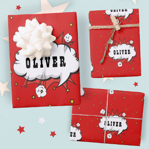 Feuille De Papier Cadeau Bulle de dialogue de bande dessinée de super-héros