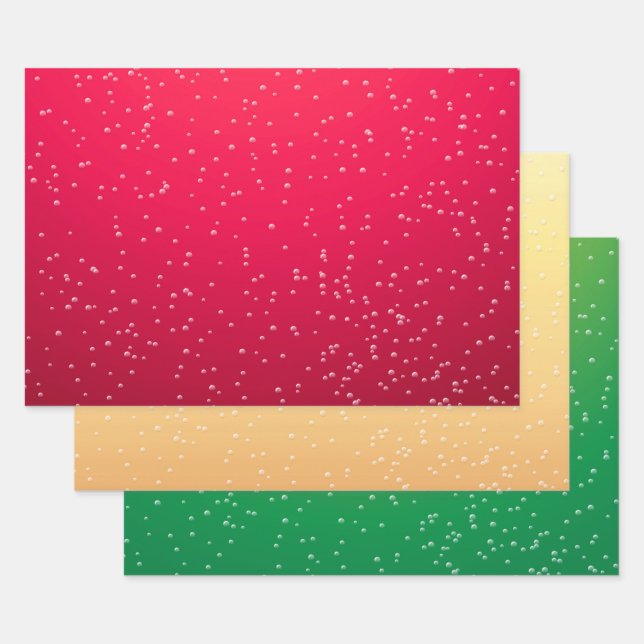 Feuille De Papier Cadeau Bulles couleur de Noël (Lot)