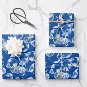 Feuille De Papier Cadeau Bulles de savon des coeurs