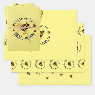 Feuille De Papier Cadeau Bumblebees Il est temps de BEE Jaune Jaune Jaune