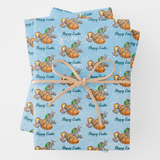 Feuille De Papier Cadeau Bunny Rocket (En situation)