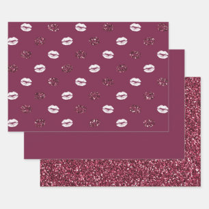 Feuille De Papier Cadeau Burgundy rose Parties scintillant rouge blanc Bais