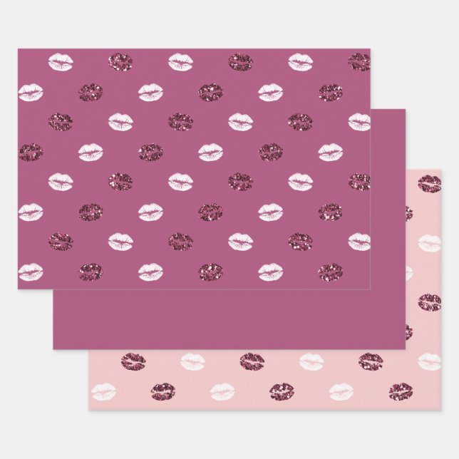 Feuille De Papier Cadeau Burgundy rose Parties scintillant rouge blanc Bais (Lot)