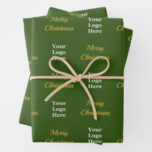 Feuille De Papier Cadeau Business Christmas Dark Green Votre logo ici