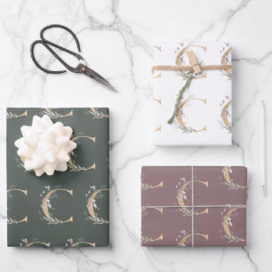 Feuille De Papier Cadeau C Monogramme Floral
