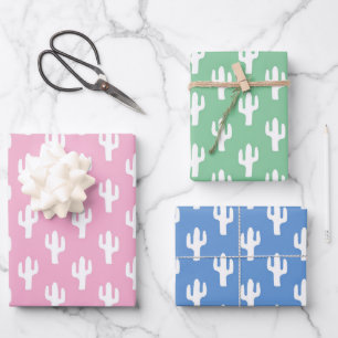 Feuille De Papier Cadeau Cactus Baby Blue Rose Pastels Green Desert Sweet