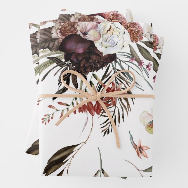 Feuille De Papier Cadeau Cadeau à motif floral moderne magnifique (En situation)