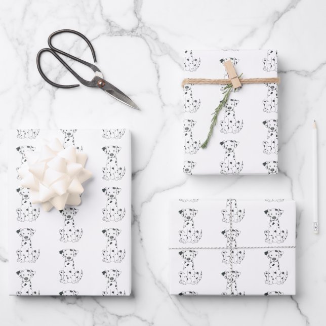 Feuille De Papier Cadeau Cadeau de Chien tacheté de Dalmatie (Recto)
