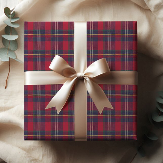 Feuille De Papier Cadeau Cadeau de Noël à carreaux modernes  (Rustic red tartan plaid Christmas holiday gift wrap.
)