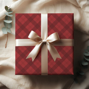 Feuille De Papier Cadeau Cadeau de Noël à carreaux rouges