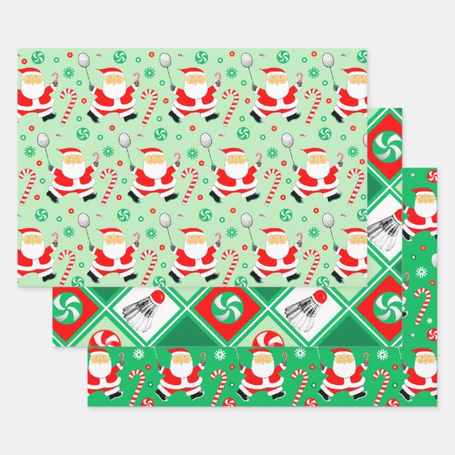 Feuille De Papier Cadeau Cadeau de Noël de Badminton (Lot)