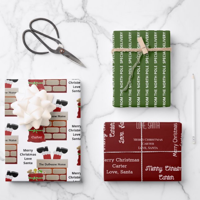 Feuille De Papier Cadeau Cadeau De Père Noël Personnalisé (Recto)