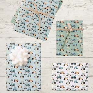 Feuille De Papier Cadeau Cadeau de shower bébé petit tracteur motif 