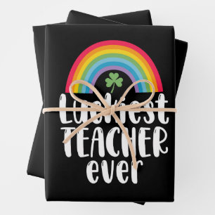Feuille De Papier Cadeau Cadeau d'école pour enseignant le plus chanceux St