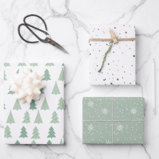 Feuille De Papier Cadeau Cadeau minimaliste de pin vert de Noël