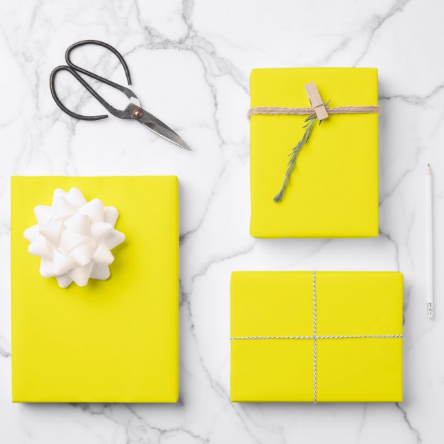 Feuille De Papier Cadeau Cadeau moderne uni jaune clair minimaliste (Recto)