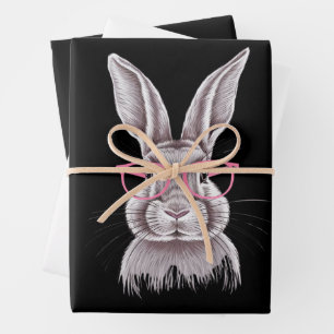 Feuille De Papier Cadeau Cadeaux de famille mignons de lapin drôle de Pâque