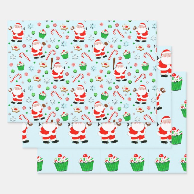 Feuille De Papier Cadeau Cadeaux de Noël de baseball (Lot)