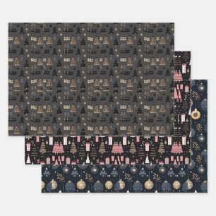 Feuille De Papier Cadeau Cadeaux de Noël magiques