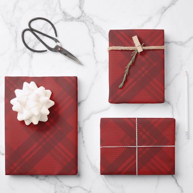 Feuille De Papier Cadeau Cadeaux de Noël rouge foncé (Recto)