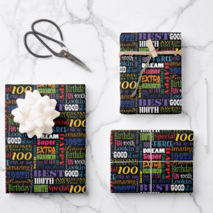 Feuille De Papier Cadeau Cadeaux Uniques Et Spéciaux 100e Fête Anniversaire