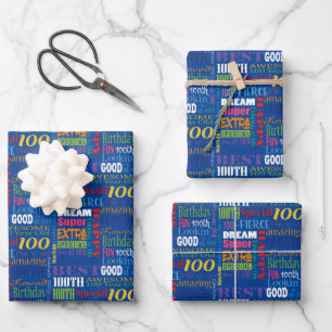 Feuille De Papier Cadeau Cadeaux Uniques Et Spéciaux 100e Fête Anniversaire