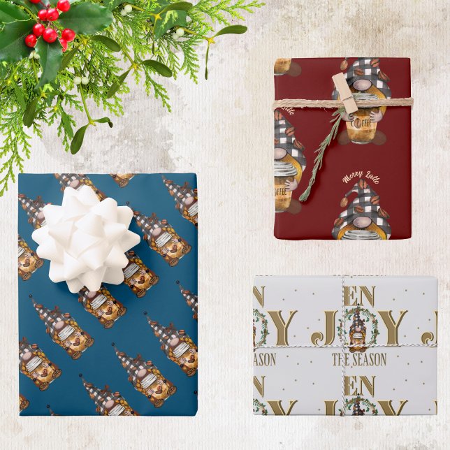 Feuille De Papier Cadeau Café mignon Gnomes de Noël (Créateur téléchargé)