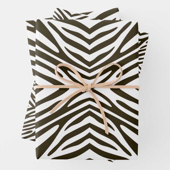 Feuille De Papier Cadeau Café Mocha Neutral Zebra (En situation)