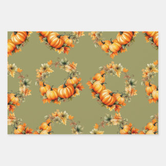 Feuille De Papier Cadeau Calabazas y flores