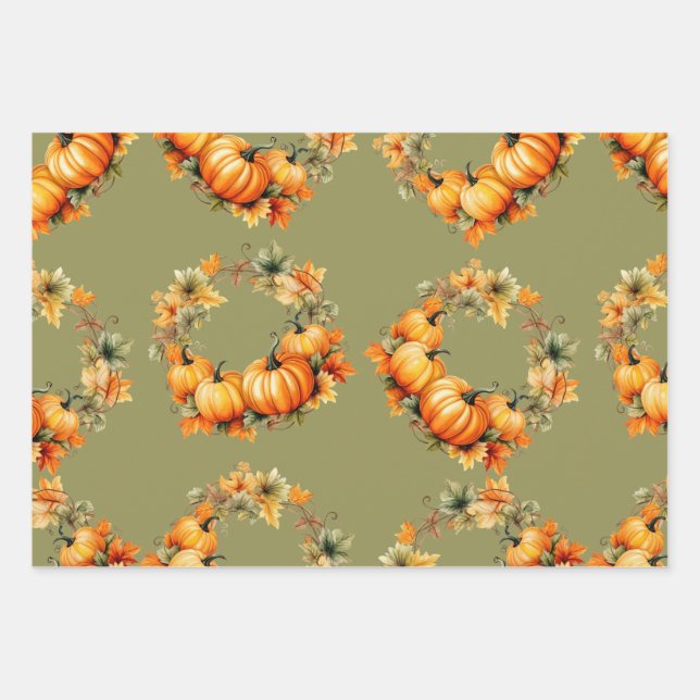 Feuille De Papier Cadeau Calabazas y flores (Devant)