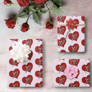 Feuille De Papier Cadeau Câlins Bisous Rouge Sucré XO Cœur Amour