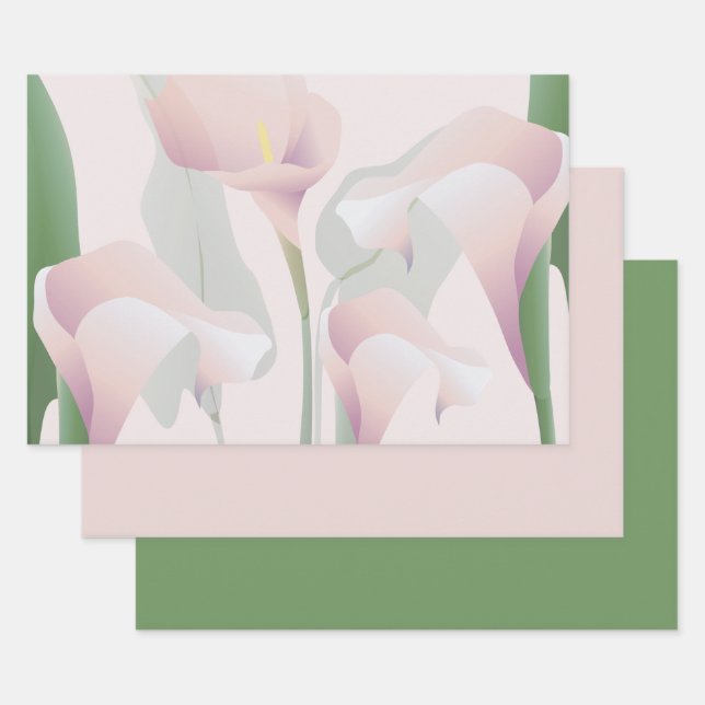 Feuille De Papier Cadeau Calla Lily Floral rose (Lot)