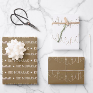 Feuille De Papier Cadeau Camel Brown Aïd Moubarak Masjid Design Motif