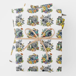 Feuille De Papier Cadeau Caméras vintages et enregistreurs vidéo Anniversai