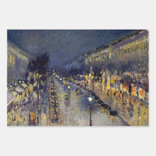 Feuille De Papier Cadeau Camille Pissarro - Boulevard Montmartre en nuit