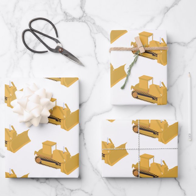 Feuille De Papier Cadeau Camion de construction Bulldozer (Recto)