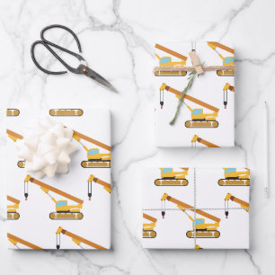 Feuille De Papier Cadeau Camion de construction de grue