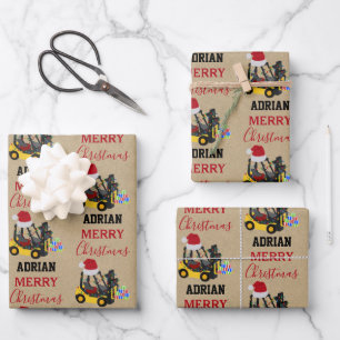 Feuille De Papier Cadeau Camion de transport de Noël Kraft