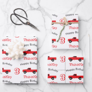 Feuille De Papier Cadeau Camion de transport Nom et âge