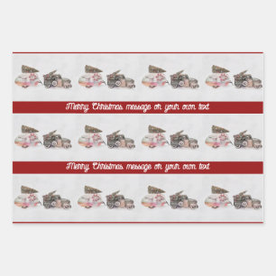 Feuille De Papier Cadeau camion festif et camping-cars Noël ajouter votre t