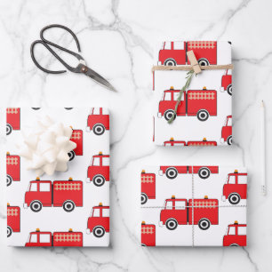 Feuille De Papier Cadeau Camion feu rouge
