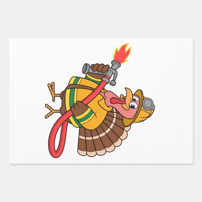 Feuille De Papier Cadeau Camions pompiers Thanksgiving Turquie (Devant)