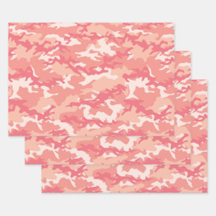 Feuille De Papier Cadeau Camo Camouflage Rose 2