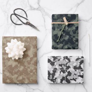 Feuille De Papier Cadeau Camouflage Assortiment 3 styles Camo numérique
