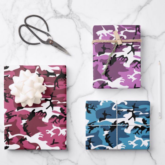 Feuille De Papier Cadeau Camouflage coloré agité (Recto)