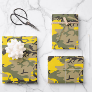 Feuille De Papier Cadeau Camouflage jaune et vert, Militaire, Armée